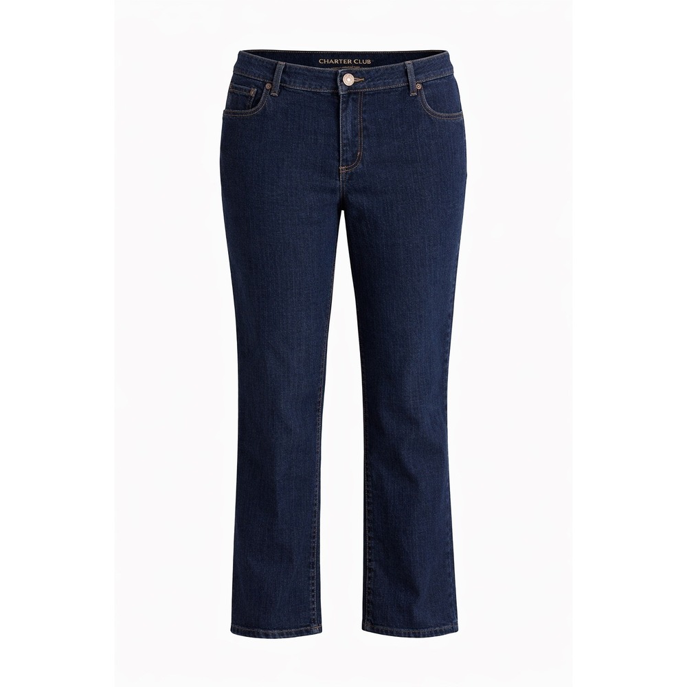 Charter Club Jeans Women 34 Blue Straight Leg Mid Rise Classic Denim Stretch